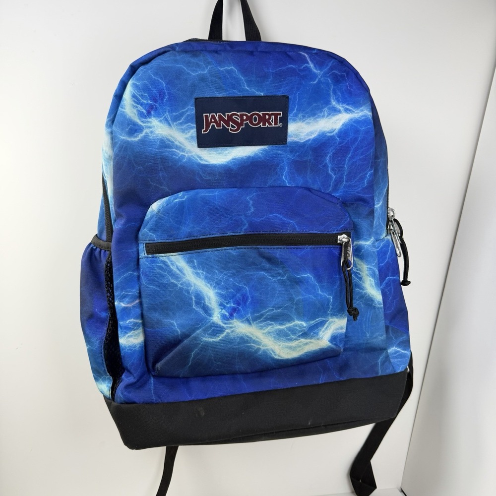 JanSport Cross Town Plus 17" Backpack Electric Bolts Blue Black Lightning